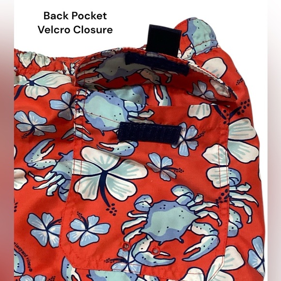 VINYARD VINES MEN’S SWIM SHORTS Floral Red Large Like New Drawstring Waistband - Picture 9 of 14